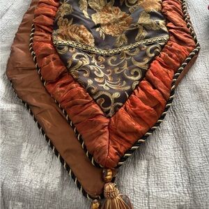 Elegant Orange and Gold Decorative Table Runner